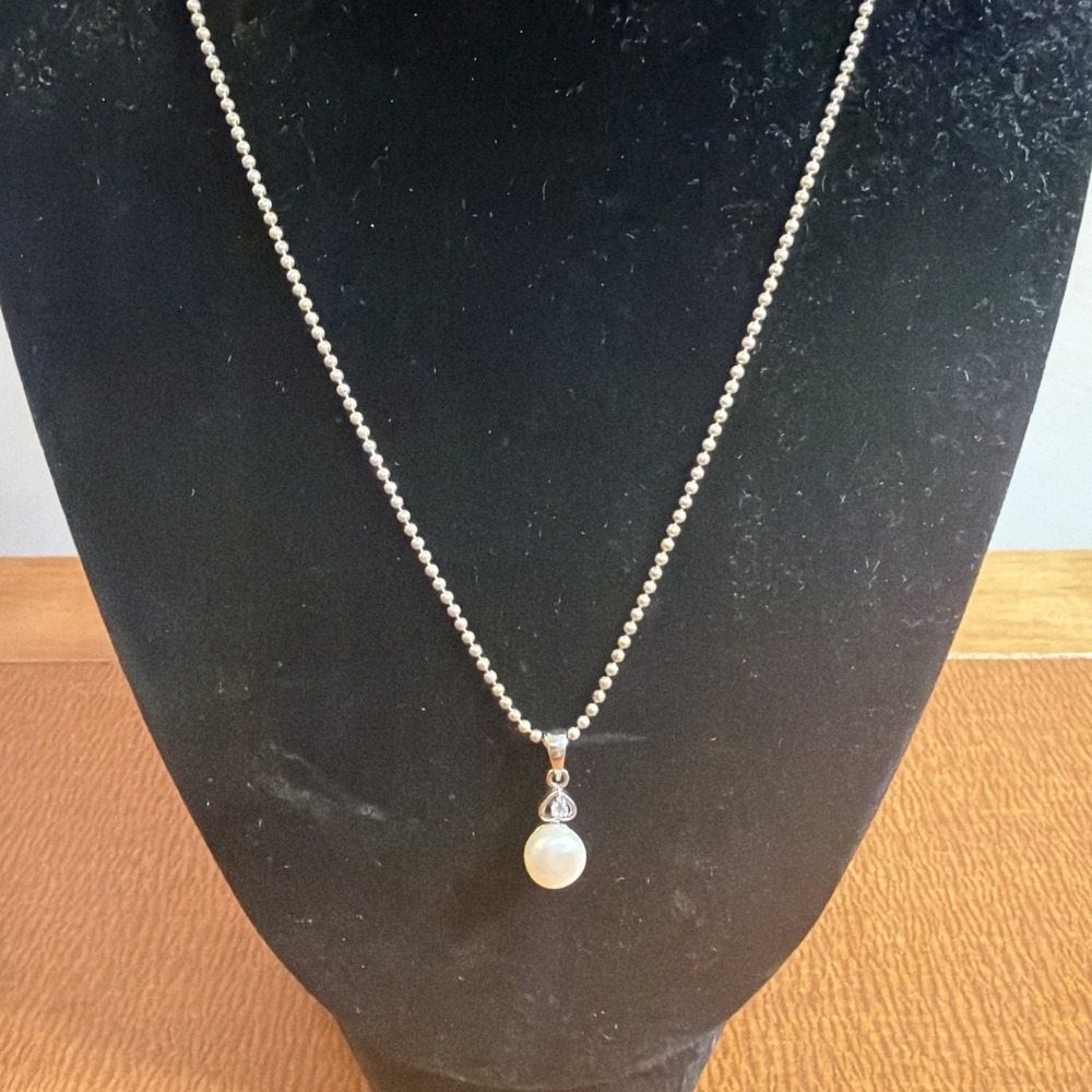 925 Silver Chain With Pearl Pendant 18"
